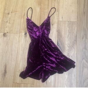Windsor Purple Velvet Cross Back Romper, Size Small